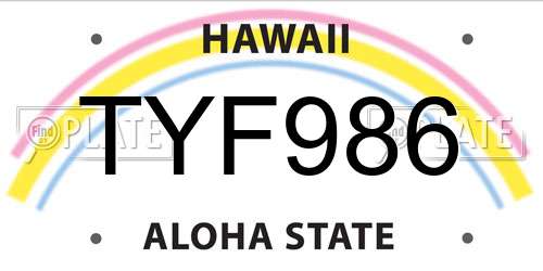 TYF986 Hawaii License Plate