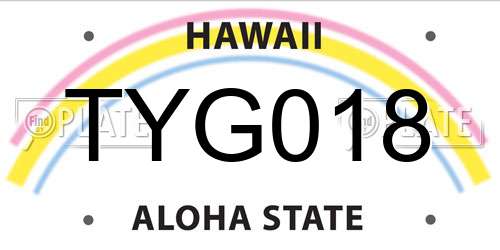TYG018 Hawaii License Plate