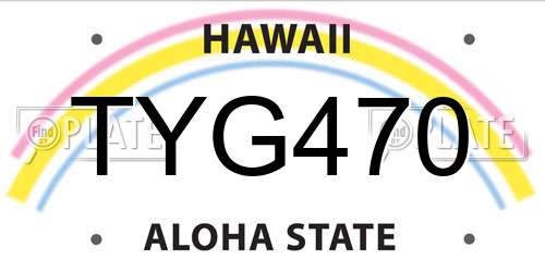 TYG470 Hawaii License Plate