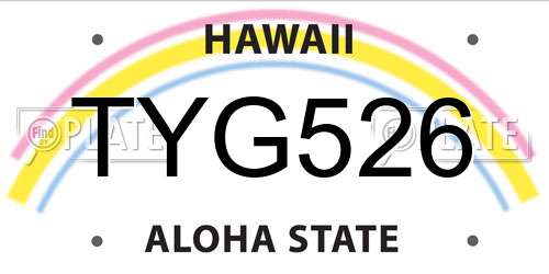 TYG526 Hawaii License Plate
