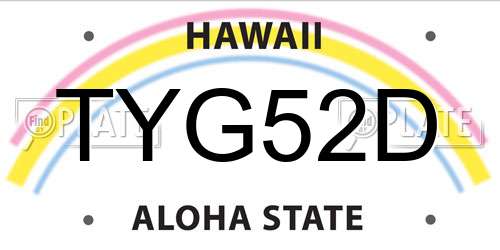 TYG52D Hawaii License Plate