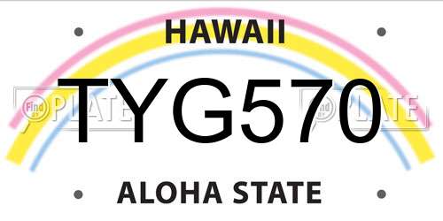 TYG570 Hawaii License Plate