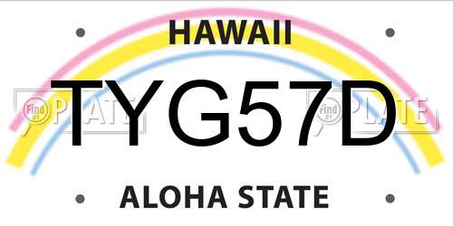 TYG57D Hawaii License Plate