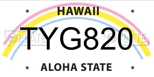 TYG820 Hawaii License Plate