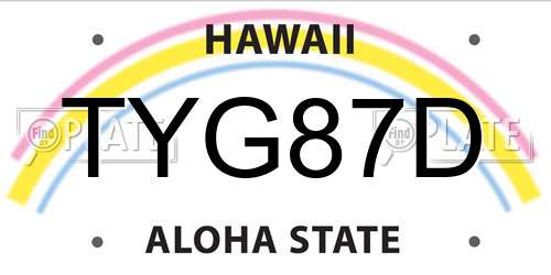 TYG87D Hawaii License Plate