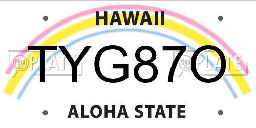 TYG87O Hawaii License Plate
