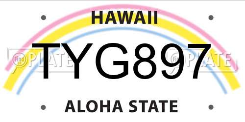 TYG897 Hawaii License Plate
