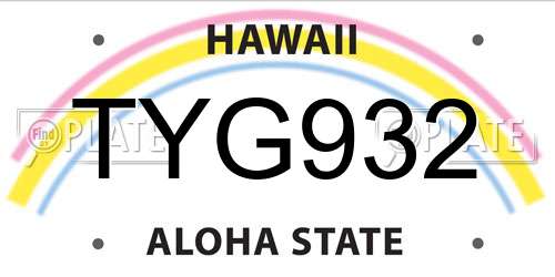 TYG932 Hawaii License Plate