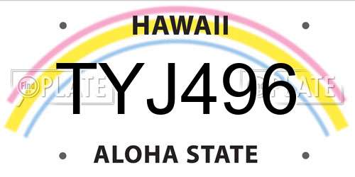 TYJ496 Hawaii License Plate