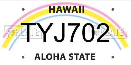TYJ702 Hawaii License Plate