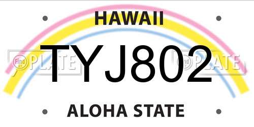 TYJ802 Hawaii License Plate