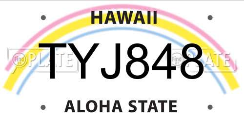 TYJ848 Hawaii License Plate