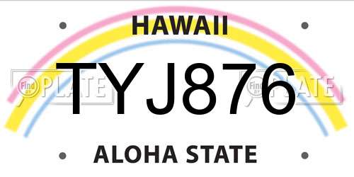 TYJ876 Hawaii License Plate