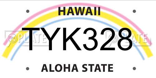 TYK328 Hawaii License Plate