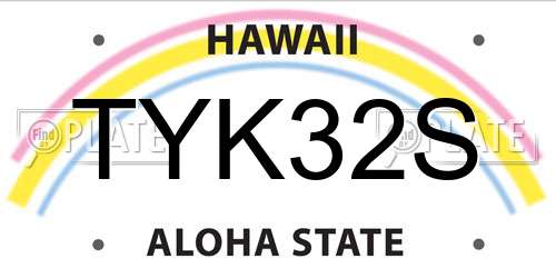 TYK32S Hawaii License Plate
