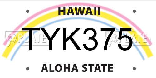 TYK375 Hawaii License Plate