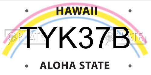 TYK37B Hawaii License Plate
