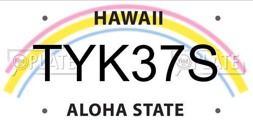 TYK37S Hawaii License Plate