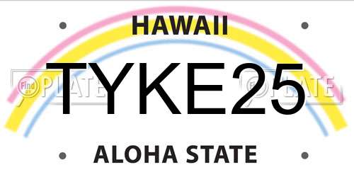TYKE25 Hawaii License Plate