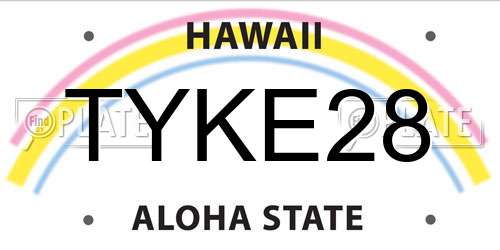 TYKE28 Hawaii License Plate