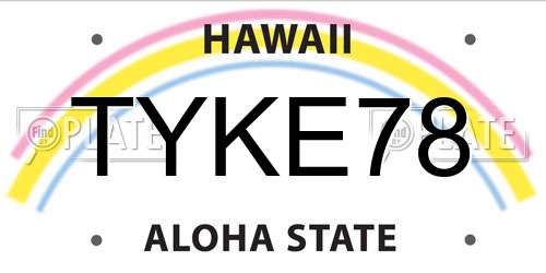 TYKE78 Hawaii License Plate