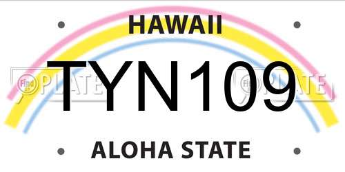 TYN109 Hawaii License Plate