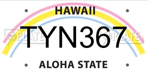 TYN367 Hawaii License Plate