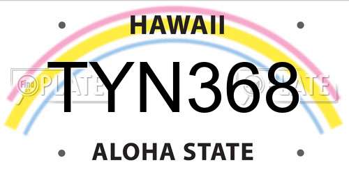 TYN368 Hawaii License Plate