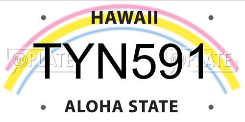 TYN591 Hawaii License Plate