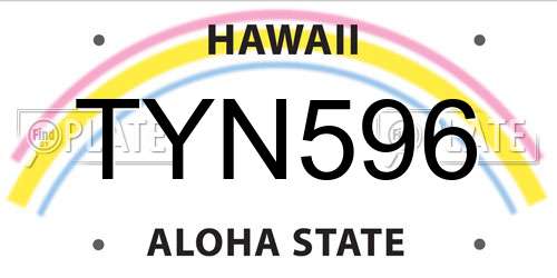 TYN596 Hawaii License Plate