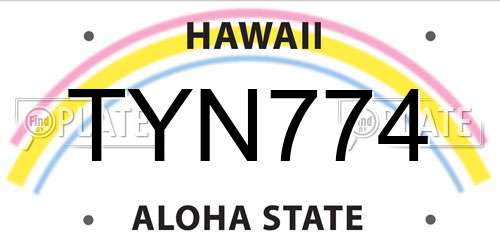 TYN774 Hawaii License Plate