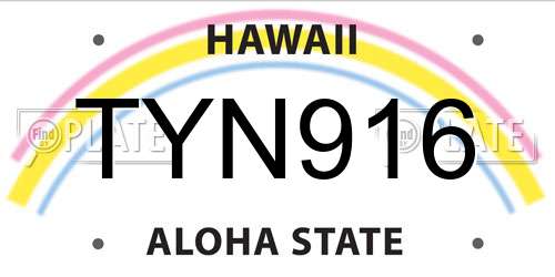 TYN916 Hawaii License Plate