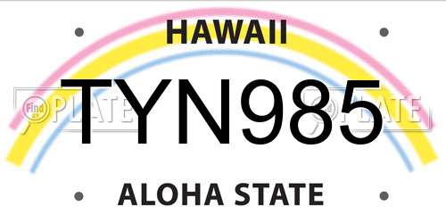 TYN985 Hawaii License Plate