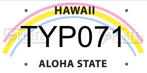 TYP071 Hawaii License Plate