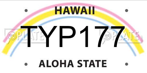 TYP177 Hawaii License Plate