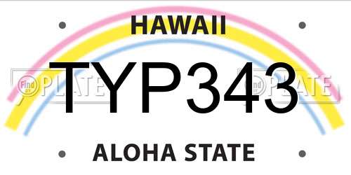 TYP343 Hawaii License Plate