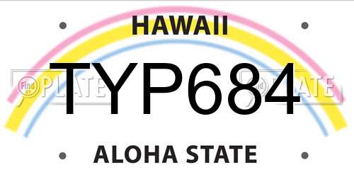 TYP684 Hawaii License Plate