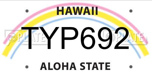 TYP692 Hawaii License Plate