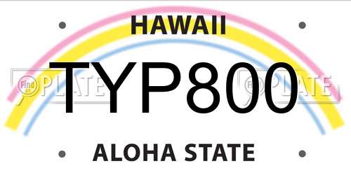 TYP800 Hawaii License Plate