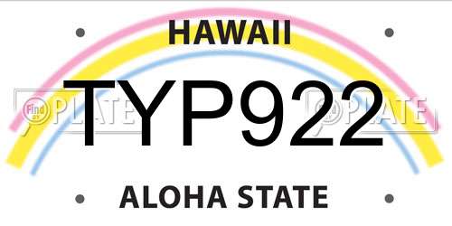 TYP922 Hawaii License Plate