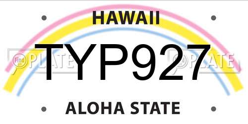TYP927 Hawaii License Plate