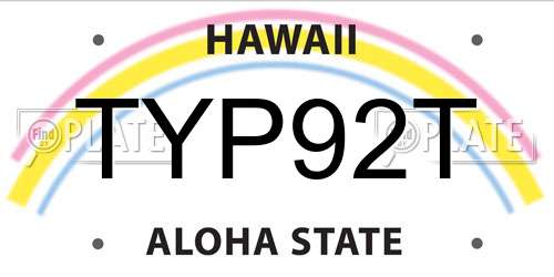 TYP92T Hawaii License Plate