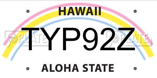 TYP92Z Hawaii License Plate