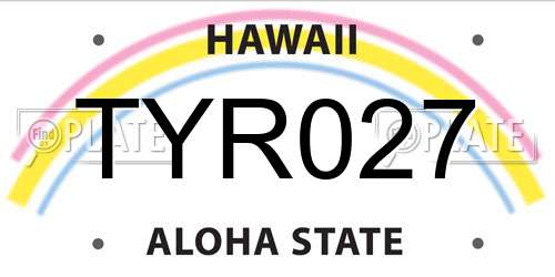 TYR027 Hawaii License Plate