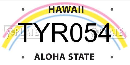 TYR054 Hawaii License Plate