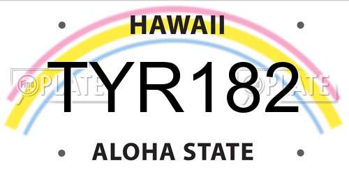 TYR182 Hawaii License Plate