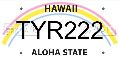 TYR222 Hawaii License Plate