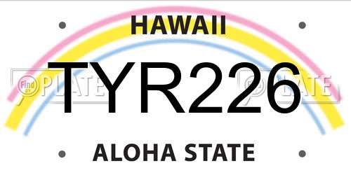TYR226 Hawaii License Plate