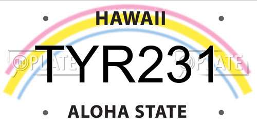 TYR231 Hawaii License Plate