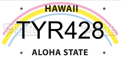 TYR428 Hawaii License Plate